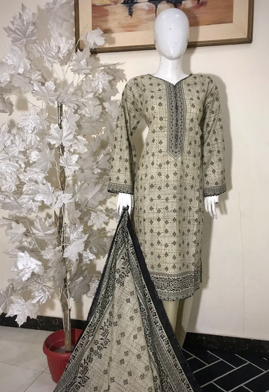 Bin Saeed Printed Lawn Stitched 3 Piece - SM 788 - BS25EL - pista green- Summer Collection