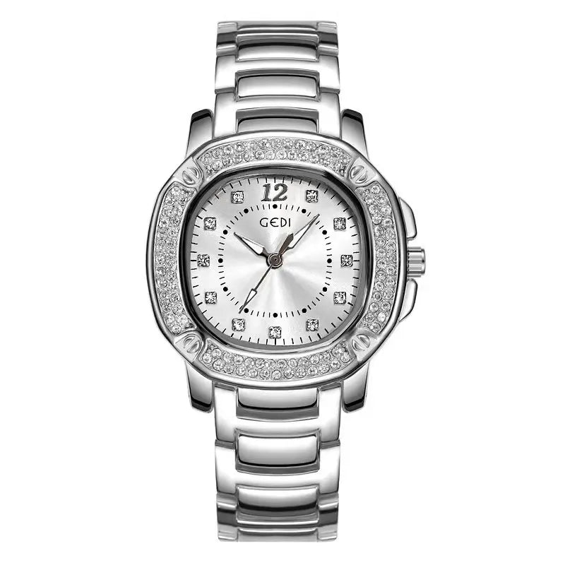 Luxury Women's Diamond Wristwatch: Elegant 35mm Quartz Watch with Full Diamond Design & Life Waterproof, Ladies